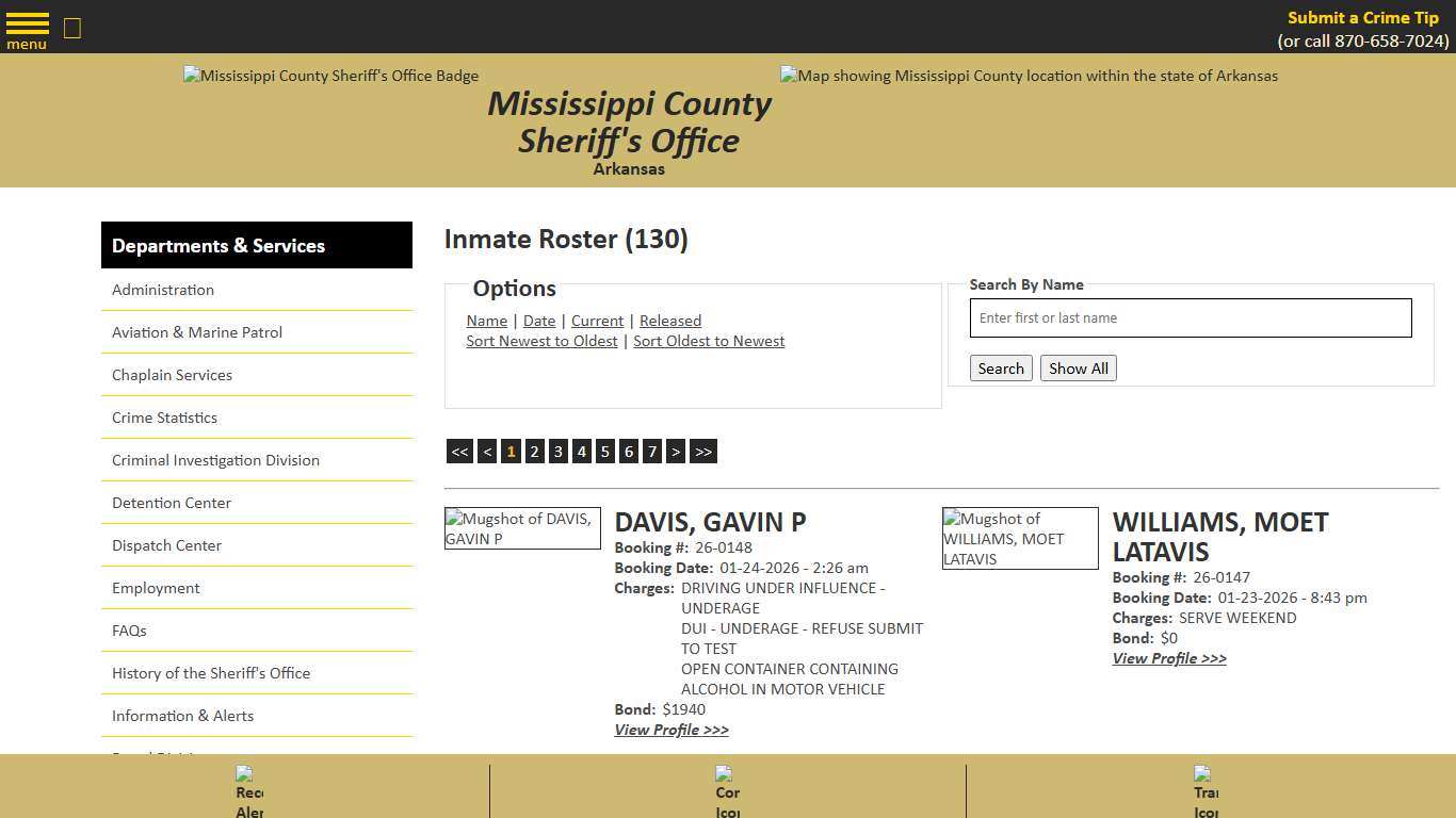 Inmate Roster - Current Inmates Booking Date Descending - Mississippi County AR Sheriff